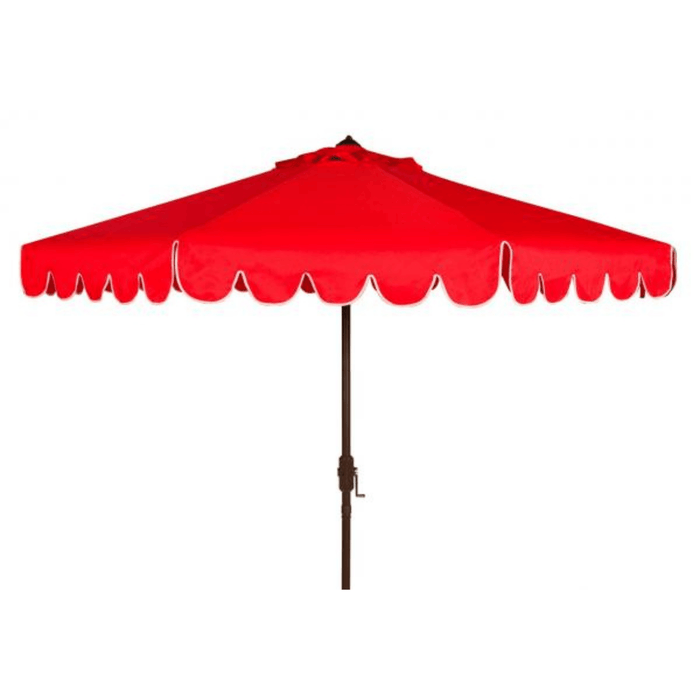 Red Scalloped Outdoor Umbrella With White Trim - Outdoor Umbrellas - The Well Appointed House