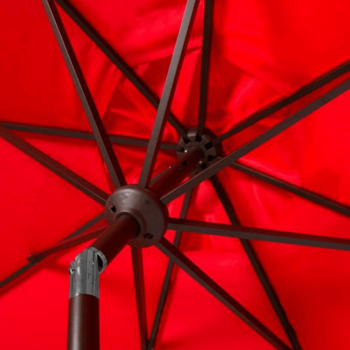 Red Scalloped Outdoor Umbrella With White Trim - Outdoor Umbrellas - The Well Appointed House