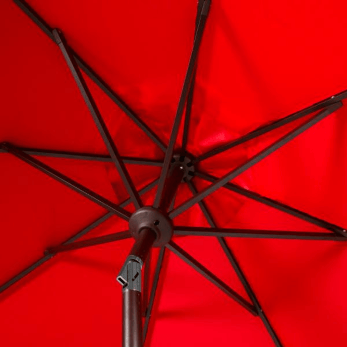 Red Two Tier Scalloped Outdoor Umbrella With White Trim - Outdoor Umbrellas - The Well Appointed House
