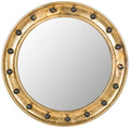 Round Nautical Gold Mirror With Black Faux Nailheads - Wall Mirrors -  The Well Appointed House