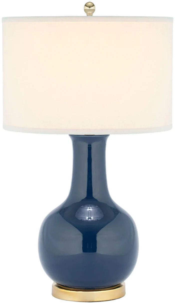 Royal Blue Glazed Ceramic Gourd Table Lamp - Table Lamps - The Well Appointed House