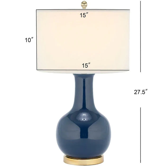 Royal Blue Glazed Ceramic Gourd Table Lamp - Table Lamps - The Well Appointed House