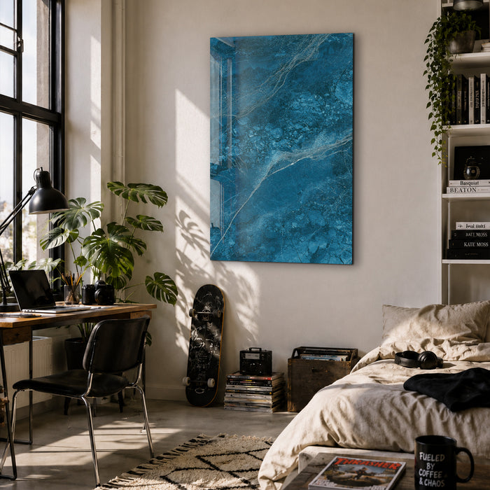 Sapphire Current | Glass Wall Art