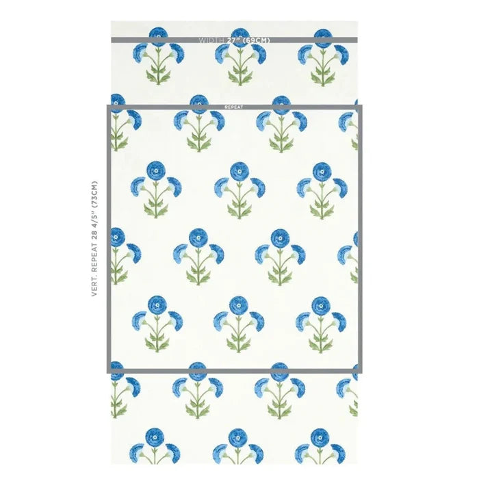 Schumacher Saranda Flower Wallpaper in Royal - Wallpaper - The Well Appointed House