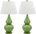 Set of 2 Glossy Double Gourd Table Lamps in Fern Green - Table Lamps -  The Well Appointed House