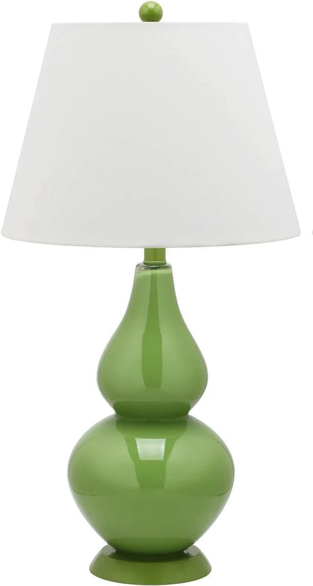 Set of 2 Glossy Double Gourd Table Lamps in Fern Green - Table Lamps -  The Well Appointed House