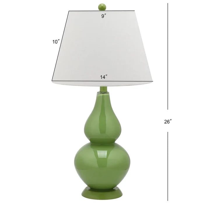 Set of 2 Glossy Double Gourd Table Lamps in Fern Green - Table Lamps -  The Well Appointed House