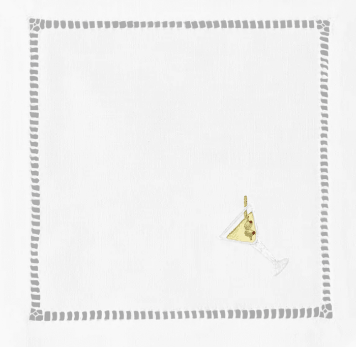 Set of 4 White Cotton Martini Cocktail Napkins - Cocktail Napkins - The Well Appointed House