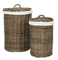Set of Two Round Mahogany Laundry Baskets - Hampers -  The Well Appointed House