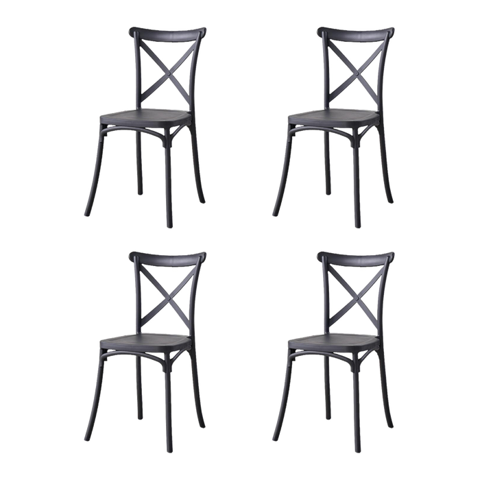 SILLA BETANY, COLOR NEGRO, CON ESPALDAR Y DISEÑO MINIMALISTA X4