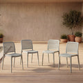 Silla Bronx, Gris Oscuro, Con espaldar en cuadrados y diseño minimalista x4