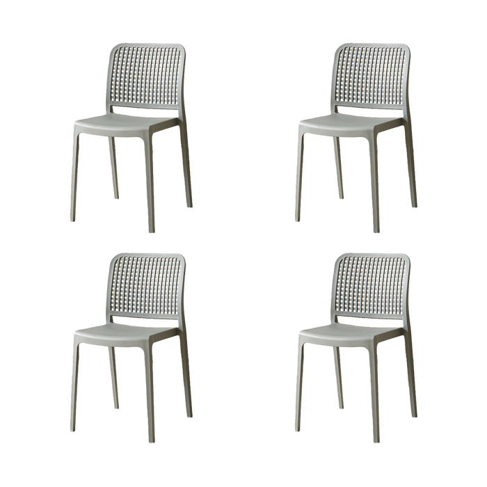 Silla Bronx, Gris Oscuro, Con espaldar en cuadrados y diseño minimalista x4