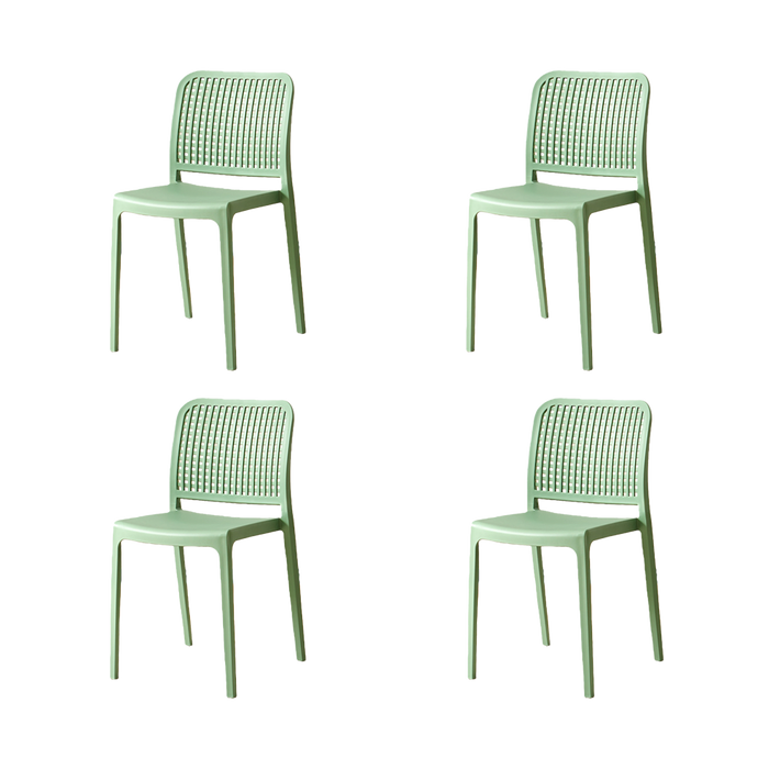 Silla Bronx, Verde, Con espaldar en cuadrados y diseño minimalista X4