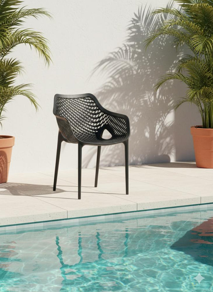 Silla con Brazos Miame, Negro, con espaldar y diseño moderno