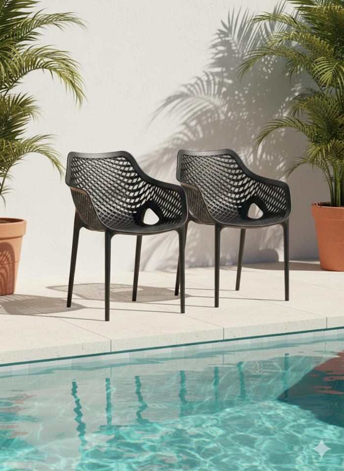 Silla con Brazos Miame, Negro, con espaldar y diseño moderno