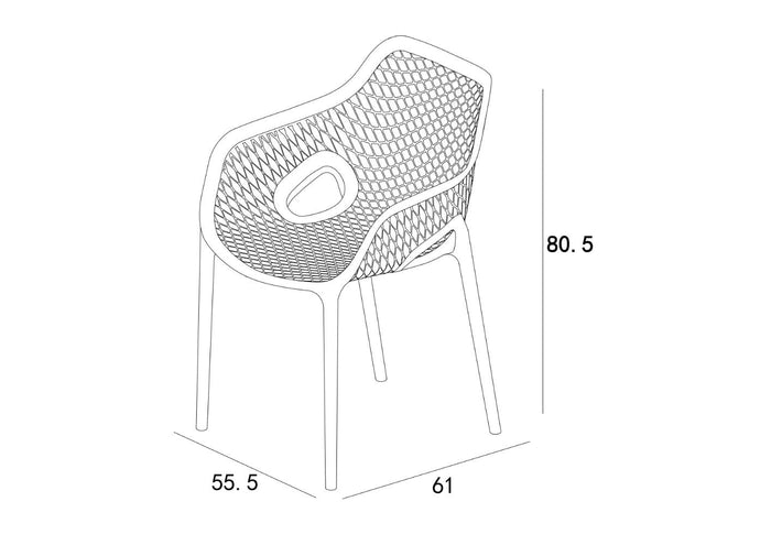 Silla con Brazos Miame, Negro, con espaldar y diseño moderno