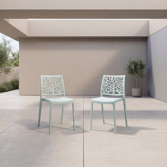 Silla Harlem, Azul Claro, Con espaldar en forma de árbol y diseño minimalista X2