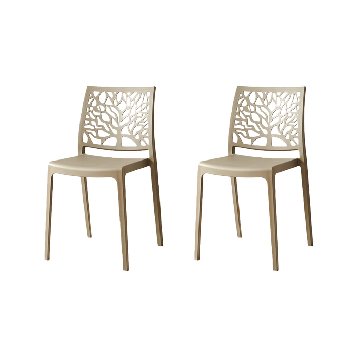 Silla Harlem, Taupe, Con espaldar en forma de árbol y diseño minimalista X2