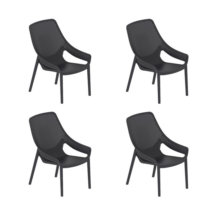 Silla Launge Ibiza, Negro, con espaldar y reposa brazos X4