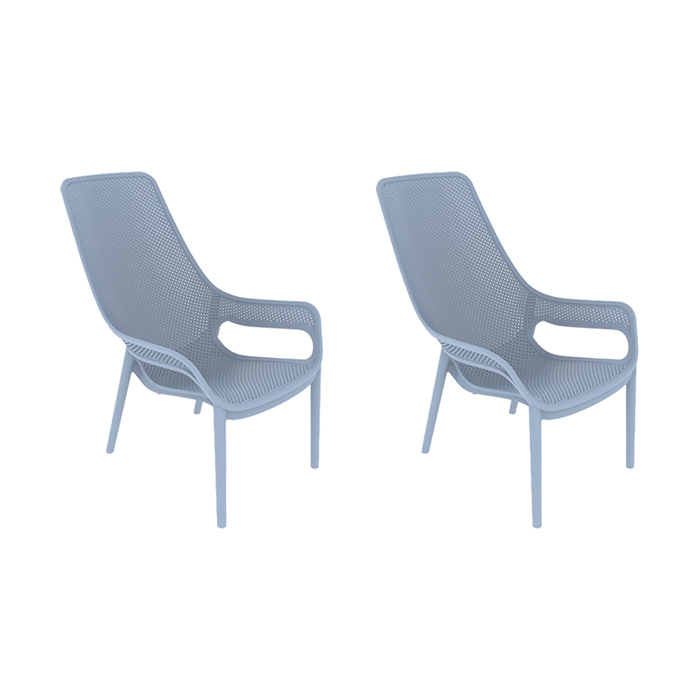 Silla Launge Mayorca, Azul Claro, con espaldar y reposa brazos X2
