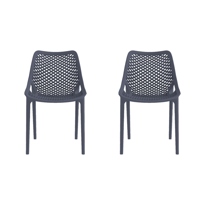 Silla Miame, Gris Oscuro, con espaldar y reposa brazos X2