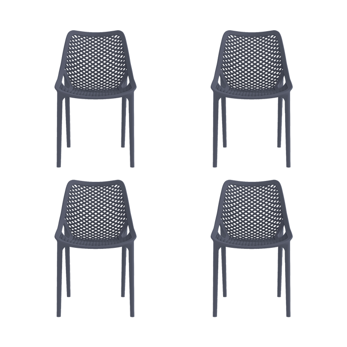 Silla Miame, Gris Oscuro, con espaldar y reposa brazos X4