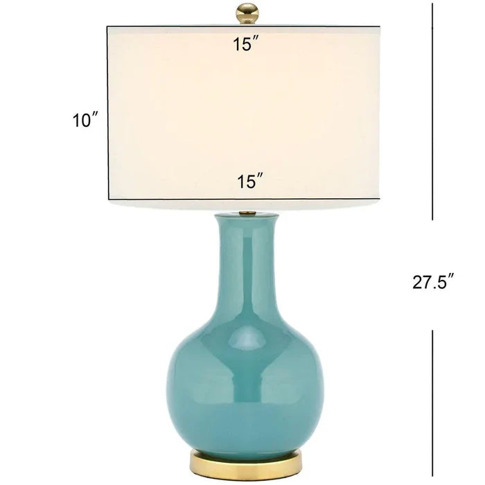 Sky Blue Glazed Ceramic Gourd Table Lamp - Table Lamps - The Well Appointed House