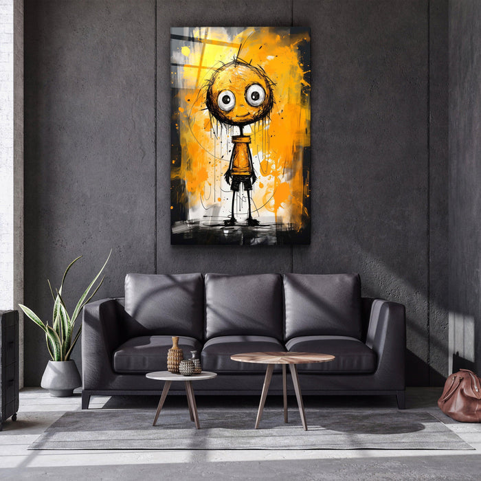 Still Happy to See You glass wall art by Artdesigna, featuring a sleek design on clear glass for modern home decor.