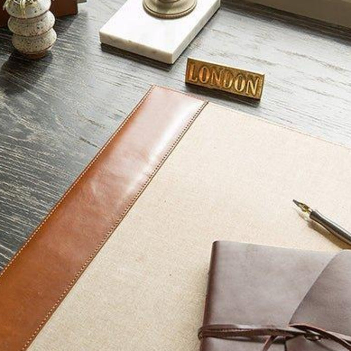 Pigeon & Poodle Stirling Leather Desk Blotter Set in Tobacco - Stationery & Desk Accessories - The Well Appointed House