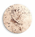 Beige rounded glass wall art featuring embedded crystals by Artdesigna, decorative modern glass wall decor.