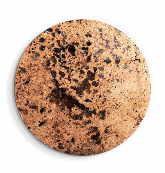 Brown glass wall art with embedded crystals featuring a rounded design, ideal for contemporary wall decor by Artdesigna.
