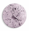 Light purple glass wall art with embedded crystals, rounded shape, designed by Artdesigna, suitable for modern interior decor.