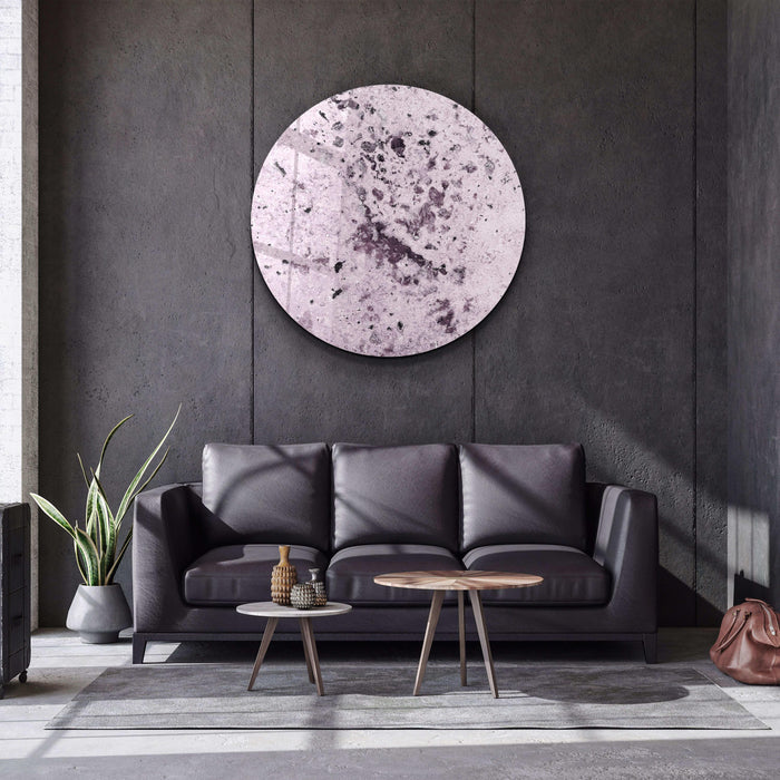 Light purple glass wall art with embedded crystals featuring rounded design by Artdesigna, suitable for modern home decor.
