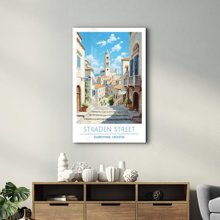 Straden Street-Dubrovnik Croatia-Travel Posters | Glass Wall Art - Artdesigna
