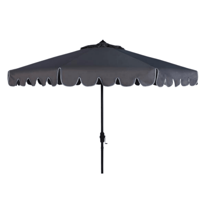 Taupe Scalloped Outdoor Umbrella With White Trim - Outdoor Umbrellas - The Well Appointed House