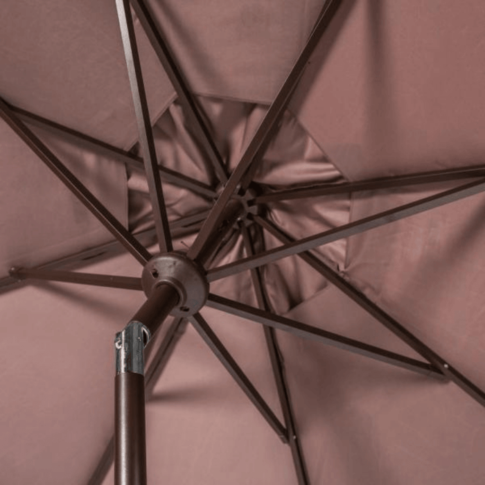 Taupe Scalloped Outdoor Umbrella With White Trim - Outdoor Umbrellas - The Well Appointed House