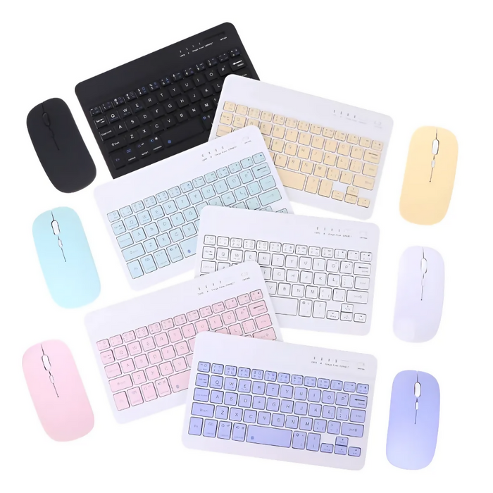 TECLADO BLUETOOTH RECARGABLE MOUSE KEYBOARD COLOR PASTEL KIT