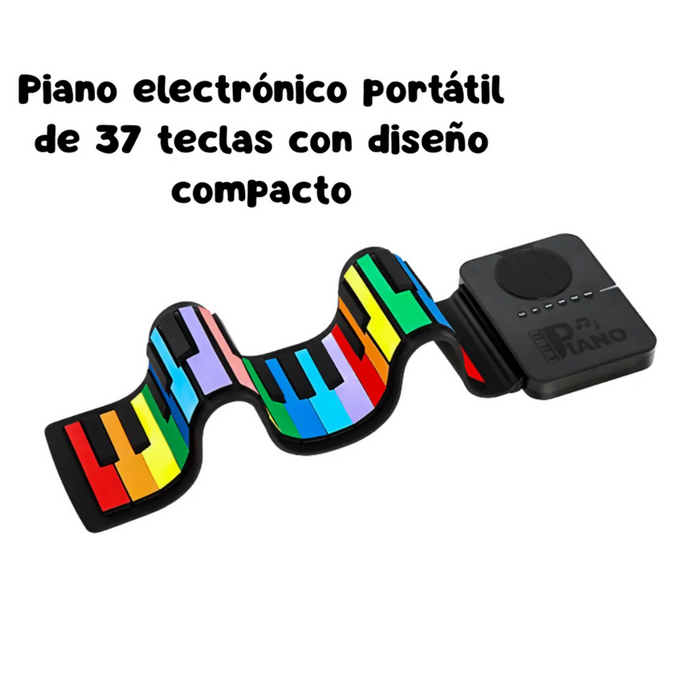 TECLADO ORGANETA PIANO MUSICAL PLEGABLE 49 TECLAS PARA NIÑOS - NEGRO