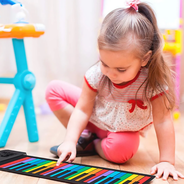 TECLADO ORGANETA PIANO MUSICAL PLEGABLE 49 TECLAS PARA NIÑOS - NEGRO
