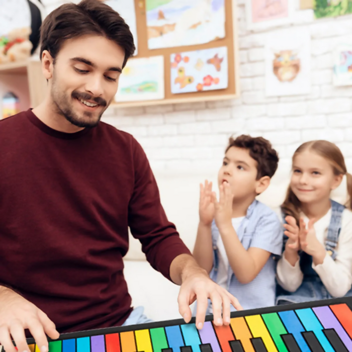 TECLADO ORGANETA PIANO MUSICAL PLEGABLE 49 TECLAS PARA NIÑOS - NEGRO
