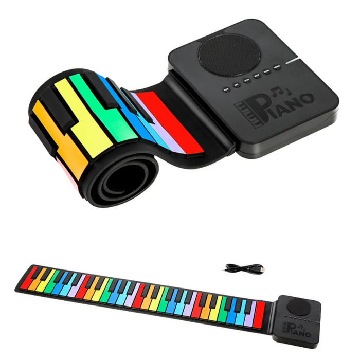 TECLADO ORGANETA PIANO MUSICAL PLEGABLE 49 TECLAS PARA NIÑOS - NEGRO
