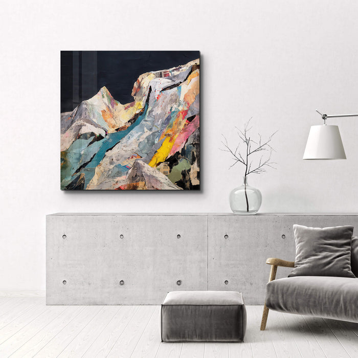 Artdesigna Tectonic Memory glass wall art featuring abstract, textured design in a compact 16x16 inch square display.