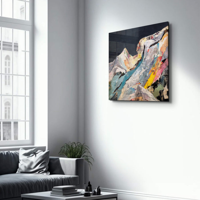Artdesigna Tectonic Memory glass wall art featuring abstract, textured glass with geometric patterns in 16x16 inches.