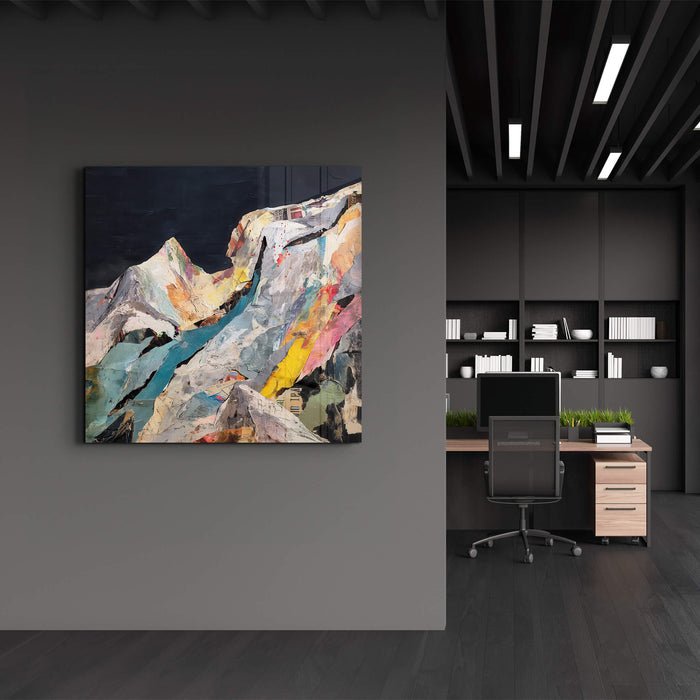 Artdesigna Tectonic Memory glass wall art featuring abstract design in a 16x16 inch frame, modern home decor piece.