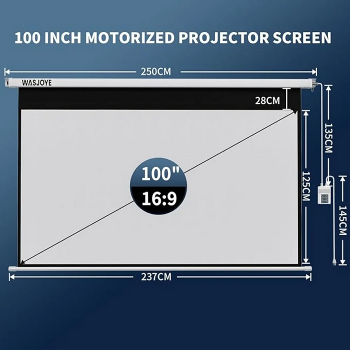 TELON PANTALLA PROYECTOR AUTOMÁTICA 100 PULGADAS CONTROL REMOTO MOTORIZADO