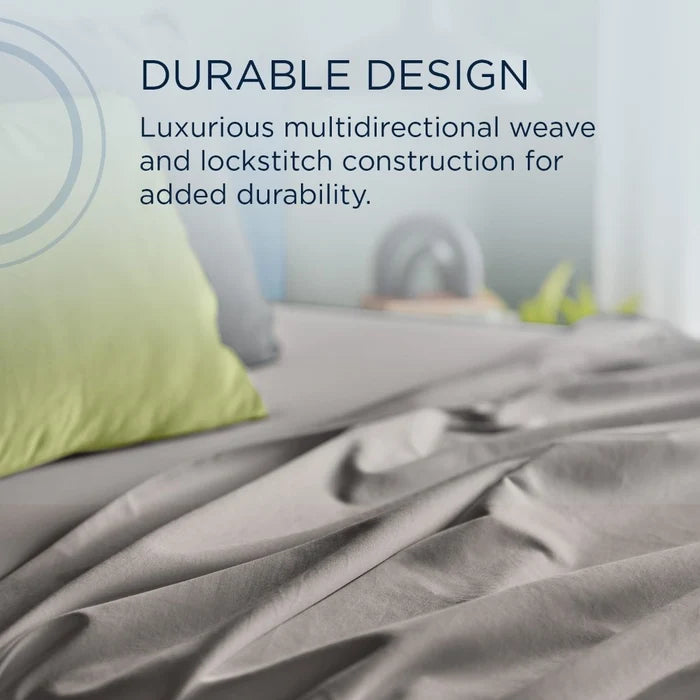 TEMPUR Luxe Egyptian Cotton Sheet Set Cool Gray