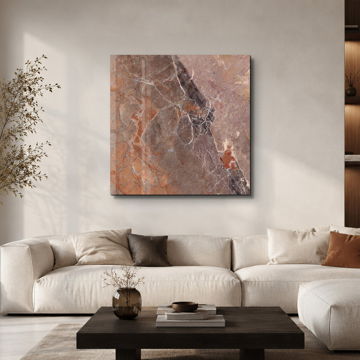 Terracotta Marble Square Art | Glass Wall Art