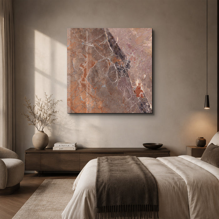 Terracotta Marble Square Art | Glass Wall Art