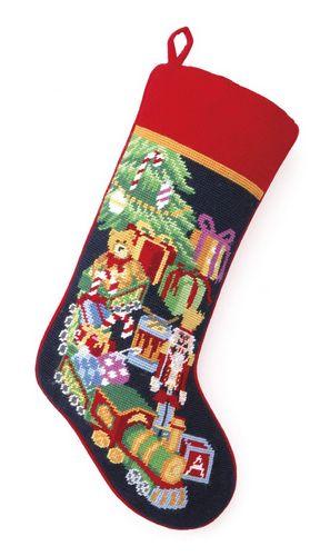 Toy Train Needlepoint Stocking - Christmas - The Well Appointed House