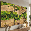 Wood wall art sculpture featuring a lush moss forest scene, designed by Artdesigna, showcasing natural textures and forest-inspired details.